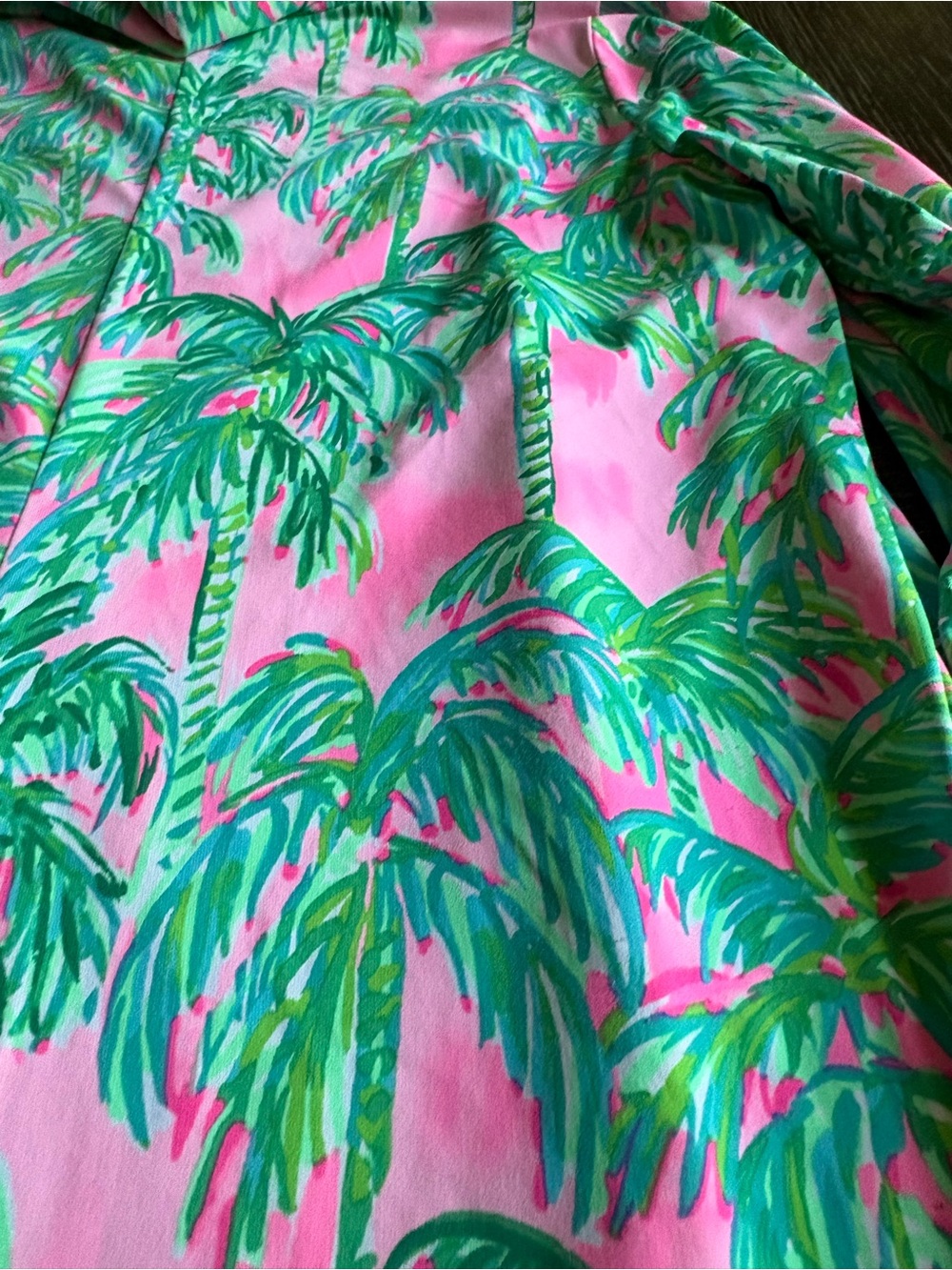 Lilly Pulitzer Lilshield Cowl Neck Pullover Top Palm Tree Print Pink L VGUC - Picture 4 of 7